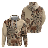 Talofa Samoa Mamanu Siapo Mix Malu Hoodie Classic Beige Frangipani and Turtles