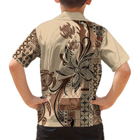 Talofa Samoa Mamanu Siapo Mix Malu Kid Hawaiian Shirt Classic Beige Frangipani and Turtles