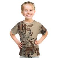 Talofa Samoa Mamanu Siapo Mix Malu Kid T Shirt Classic Beige Frangipani and Turtles