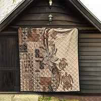 Talofa Samoa Mamanu Siapo Mix Malu Quilt Classic Beige Frangipani and Turtles