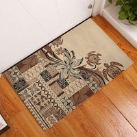 Talofa Samoa Mamanu Siapo Mix Malu Rubber Doormat Classic Beige Frangipani and Turtles