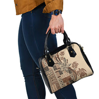 Talofa Samoa Mamanu Siapo Mix Malu Shoulder Handbag Classic Beige Frangipani and Turtles