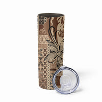 Talofa Samoa Mamanu Siapo Mix Malu Skinny Tumbler Classic Beige Frangipani and Turtles