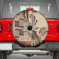 Talofa Samoa Mamanu Siapo Mix Malu Spare Tire Cover Classic Beige Frangipani and Turtles