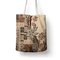Talofa Samoa Mamanu Siapo Mix Malu Tote Bag Classic Beige Frangipani and Turtles