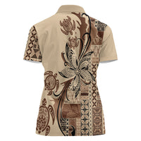 Talofa Samoa Mamanu Siapo Mix Malu Women Polo Shirt Classic Beige Frangipani and Turtles