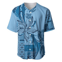 Talofa Samoa Mamanu Siapo Mix Malu Baseball Jersey Cool Blue Frangipani and Turtles