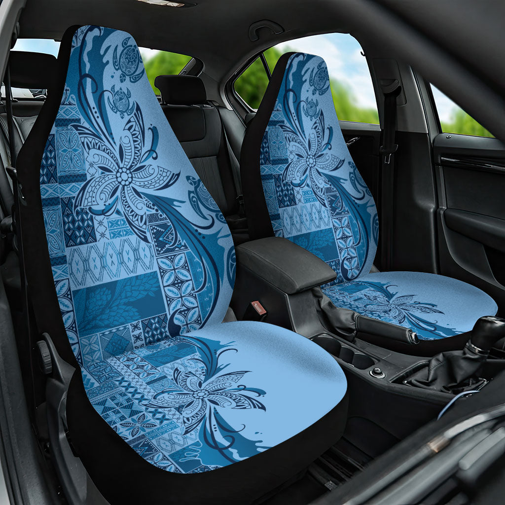 Talofa Samoa Mamanu Siapo Mix Malu Car Seat Cover Cool Blue Frangipani and Turtles