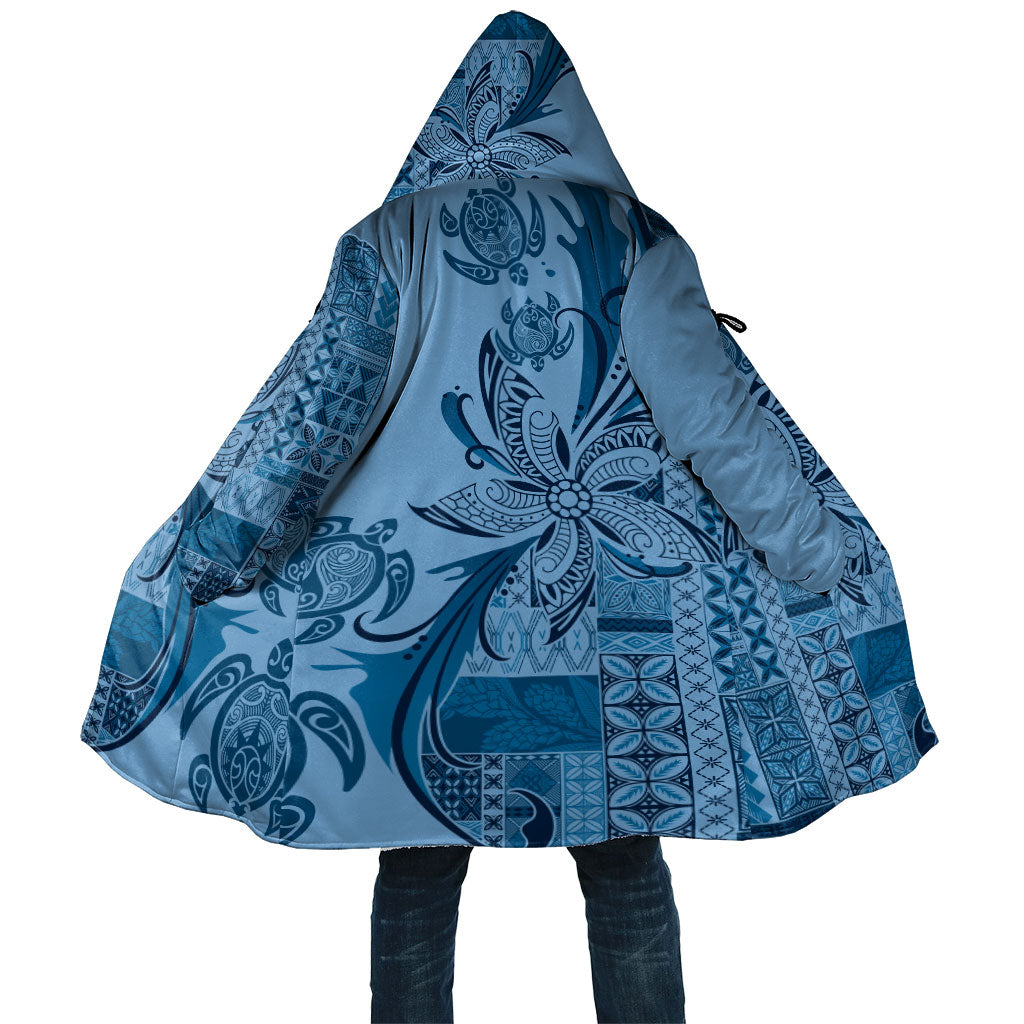 Talofa Samoa Mamanu Siapo Mix Malu Cloak Cool Blue Frangipani and Turtles