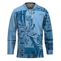 Talofa Samoa Mamanu Siapo Mix Malu Hockey Jersey Cool Blue Frangipani and Turtles