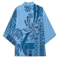 Talofa Samoa Mamanu Siapo Mix Malu Kimono Cool Blue Frangipani and Turtles