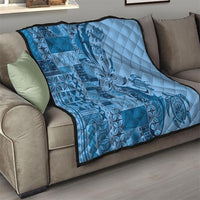 Talofa Samoa Mamanu Siapo Mix Malu Quilt Cool Blue Frangipani and Turtles