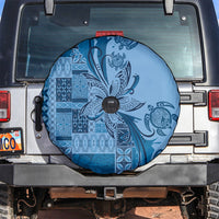 Talofa Samoa Mamanu Siapo Mix Malu Spare Tire Cover Cool Blue Frangipani and Turtles