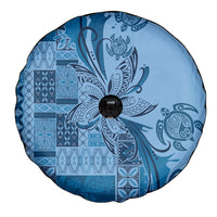Talofa Samoa Mamanu Siapo Mix Malu Spare Tire Cover Cool Blue Frangipani and Turtles