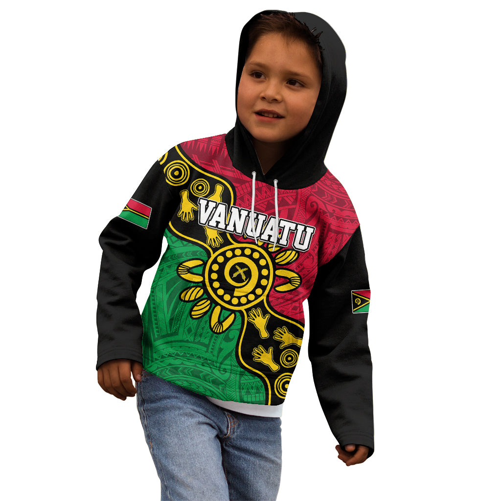 Personalised Vanuatu Kid Hoodie Mix Aboriginal Dot Art LT7 - Polynesian Pride