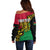 Personalised Vanuatu Off Shoulder Sweater Mix Aboriginal Dot Art LT7 - Polynesian Pride