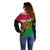 Personalised Vanuatu Off Shoulder Sweater Mix Aboriginal Dot Art LT7 - Polynesian Pride