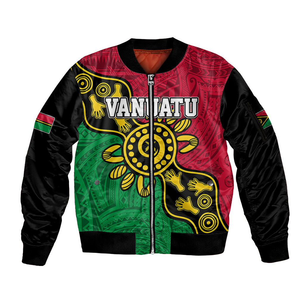 Personalised Vanuatu Sleeve Zip Bomber Jacket Mix Aboriginal Dot Art LT7 Unisex Art - Polynesian Pride