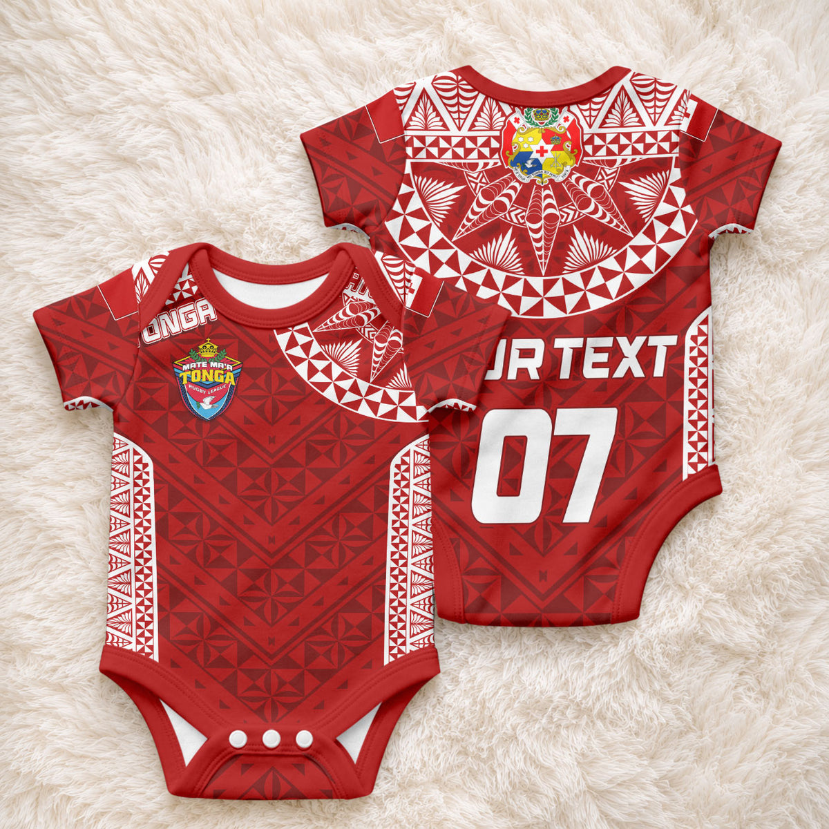 Custom Tonga Rugby Baby Onesie Mate Ma'a Tonga Champions