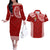 Personalised Tonga Rugby Couples Matching Off The Shoulder Long Sleeve Dress and Hawaiian Shirt Mate Ma'a Tonga Champions LT7 Red - Polynesian Pride