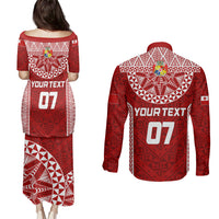 Personalised Tonga Rugby Couples Matching Puletasi Dress and Long Sleeve Button Shirts Mate Ma'a Tonga Champions LT7 - Polynesian Pride