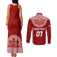 Personalised Tonga Rugby Couples Matching Tank Maxi Dress and Long Sleeve Button Shirts Mate Ma'a Tonga Champions LT7 - Polynesian Pride
