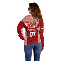 Personalised Tonga Rugby Off Shoulder Sweater Mate Ma'a Tonga Champions LT7 - Polynesian Pride