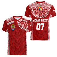 Personalised Tonga Rugby Women V Neck T Shirt Mate Ma'a Tonga Champions LT7 - Polynesian Pride