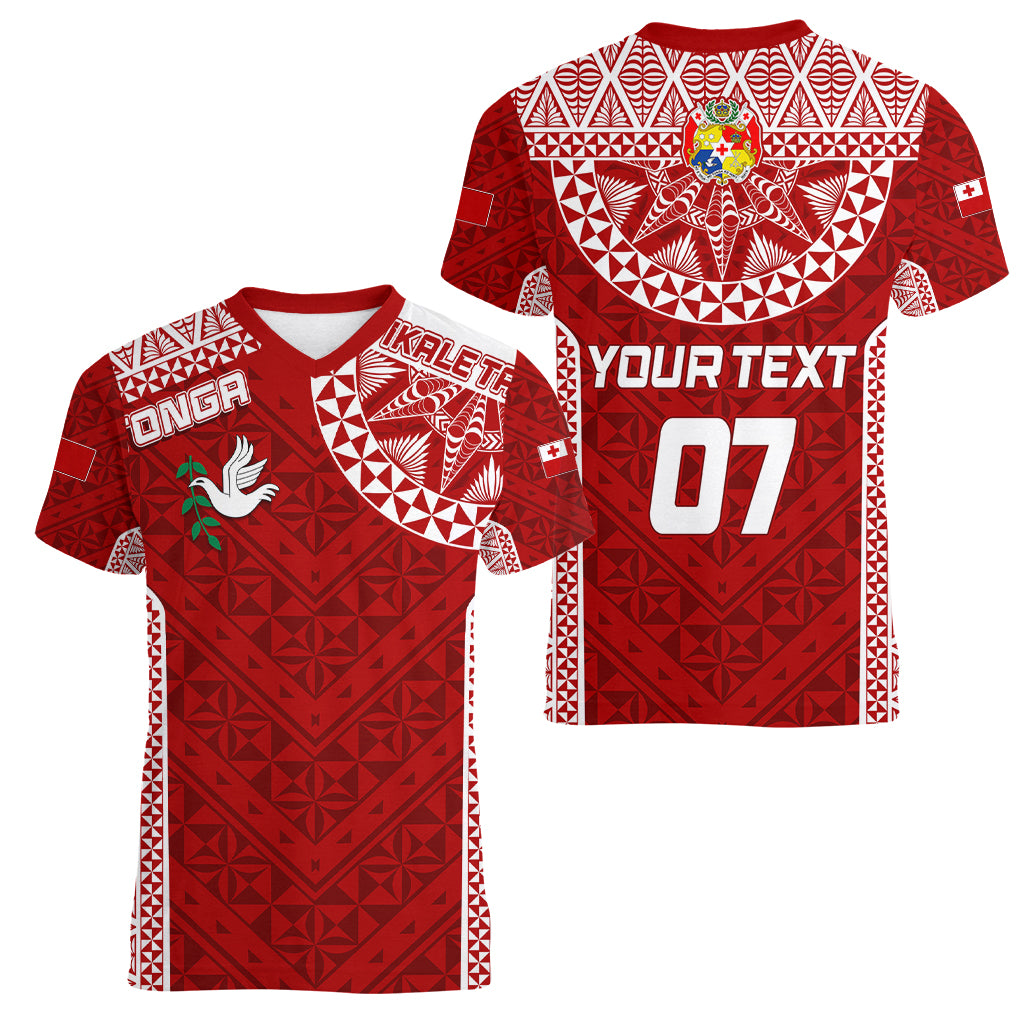 Personalised Tonga Rugby Women V Neck T Shirt Ikale Tahi Champions World Cup 2023 LT7 - Polynesian Pride