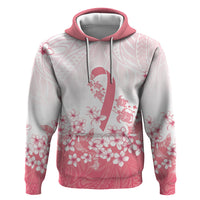 Breast Cancer Awareness Polynesian Zip Hoodie Floral Pink Ribbon