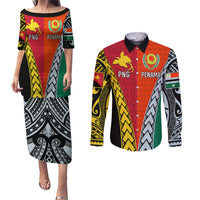 Personalised Papua New Guinea Mix Penama Couples Matching Puletasi Dress and Long Sleeve Button Shirts Tribal Patterns Half-Half Style LT7 Colorful - Polynesian Pride