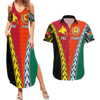 Personalised Papua New Guinea Mix Penama Couples Matching Summer Maxi Dress and Hawaiian Shirt Tribal Patterns Half-Half Style LT7 Colorful - Polynesian Pride