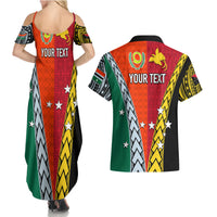 Personalised Papua New Guinea Mix Penama Couples Matching Summer Maxi Dress and Hawaiian Shirt Tribal Patterns Half-Half Style LT7 - Polynesian Pride