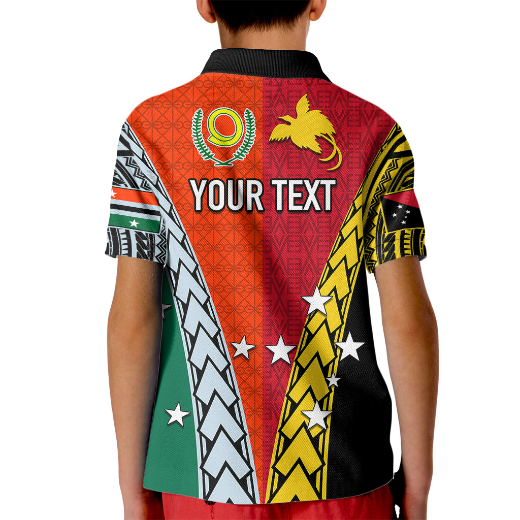 Personalised Papua New Guinea Mix Penama Kid Polo Shirt Tribal Patterns Half-Half Style LT7 - Polynesian Pride