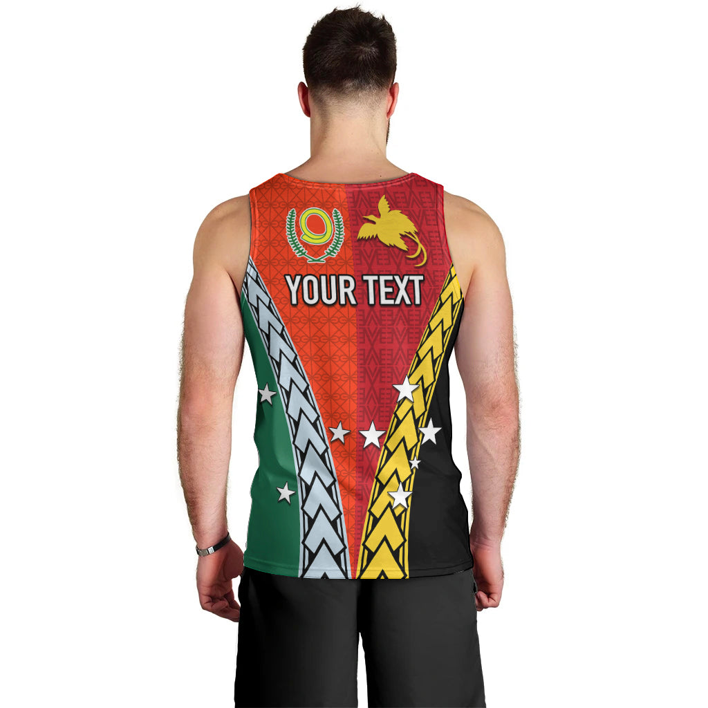 Personalised Papua New Guinea Mix Penama Men Tank Top Tribal Patterns Half-Half Style LT7 - Polynesian Pride