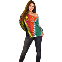 Personalised Papua New Guinea Mix Penama Off Shoulder Sweater Tribal Patterns Half-Half Style LT7 - Polynesian Pride