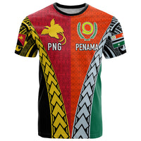 Personalised Papua New Guinea Mix Penama T Shirt Tribal Patterns Half-Half Style LT7 Colorful - Polynesian Pride