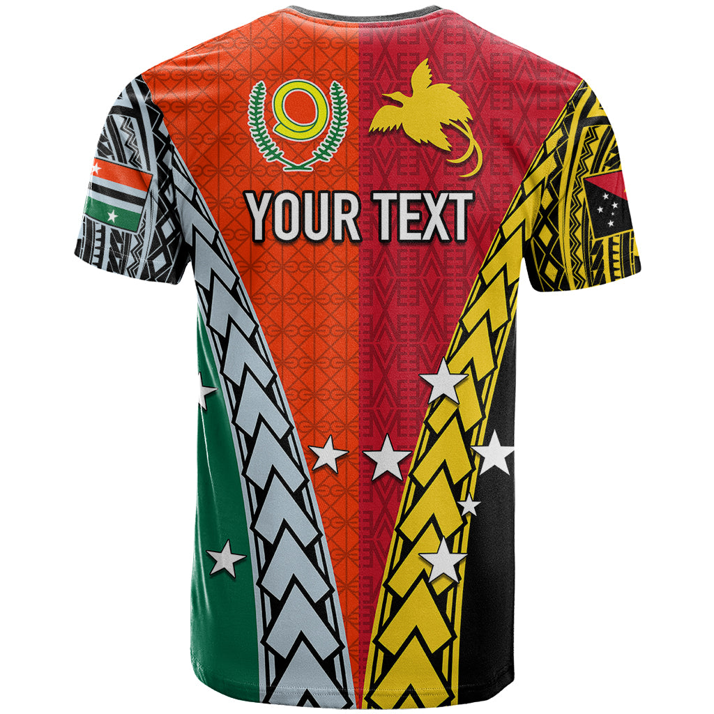 Personalised Papua New Guinea Mix Penama T Shirt Tribal Patterns Half-Half Style LT7 - Polynesian Pride