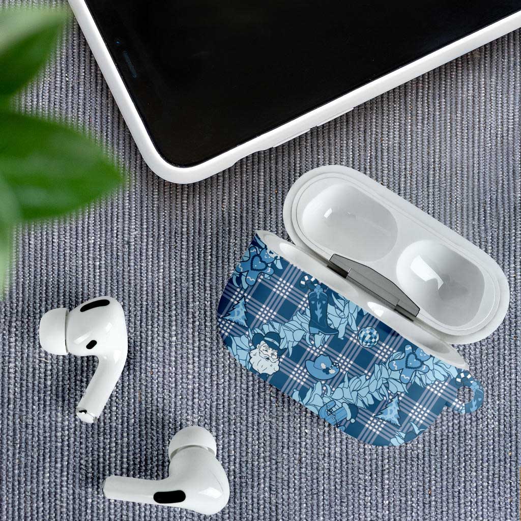 Blue Palaka Hawaii Cowboy Christmas AirPods Case Paniolo Mix Maile Lei - Polynesian Pride