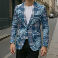 Blue Palaka Hawaii Cowboy Christmas Blazer Paniolo Mix Maile Lei - Polynesian Pride