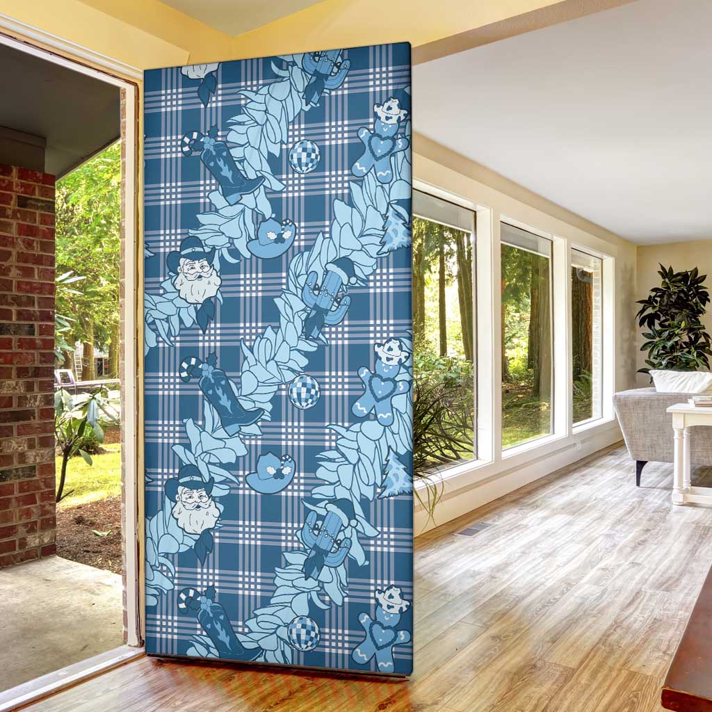 Blue Palaka Hawaii Cowboy Christmas Door Cover Paniolo Mix Maile Lei - Polynesian Pride