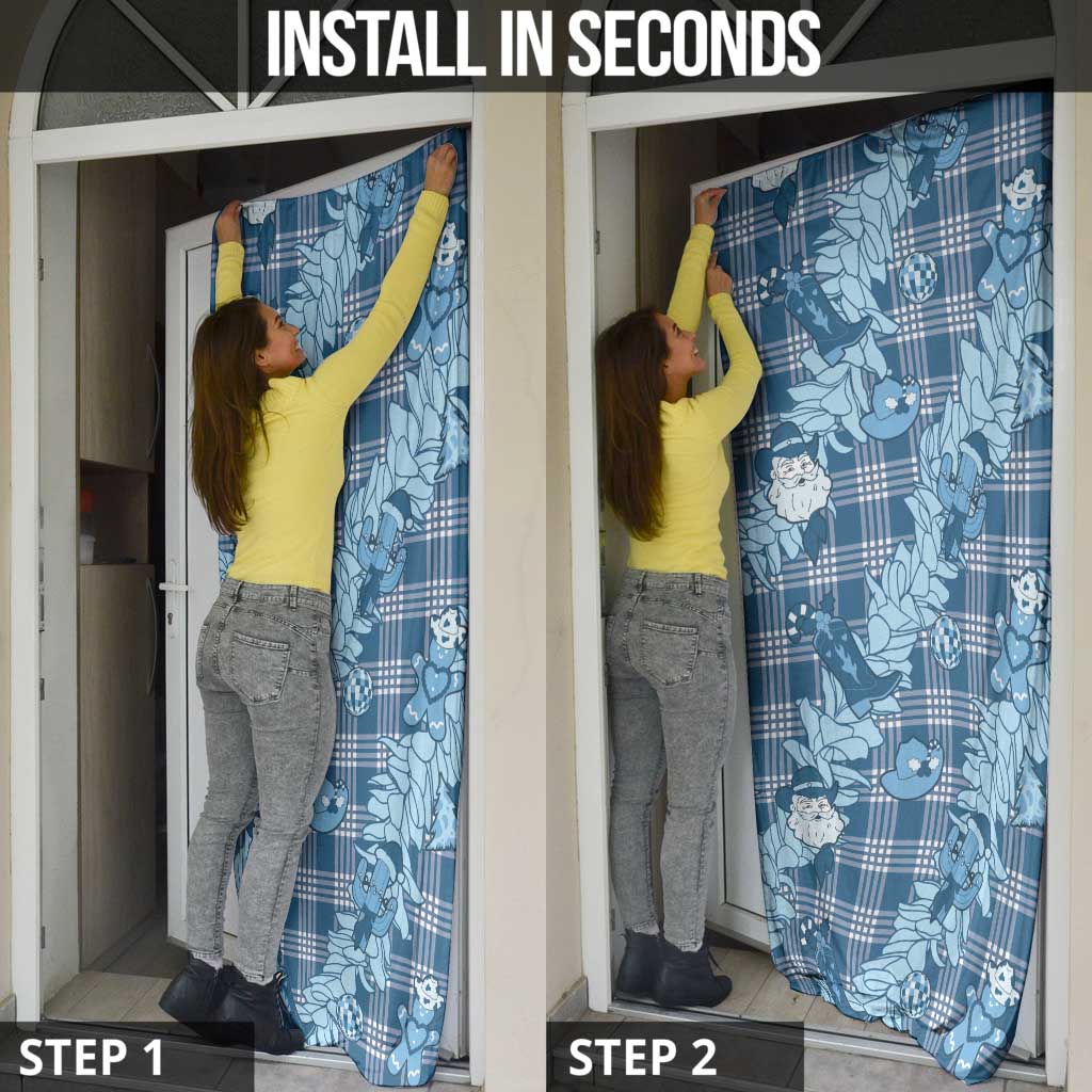 Blue Palaka Hawaii Cowboy Christmas Door Cover Paniolo Mix Maile Lei - Polynesian Pride