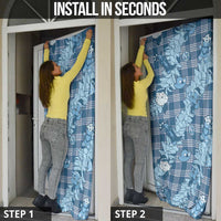 Blue Palaka Hawaii Cowboy Christmas Door Cover Paniolo Mix Maile Lei - Polynesian Pride