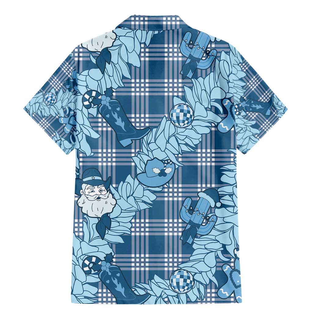 Blue Palaka Hawaii Cowboy Christmas Family Matching Mermaid Dress and Hawaiian Shirt Paniolo Mix Maile Lei - Polynesian Pride