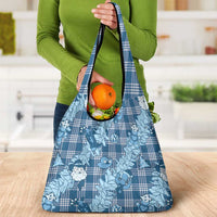 Blue Palaka Hawaii Cowboy Christmas Grocery Bag Paniolo Mix Maile Lei - Polynesian Pride