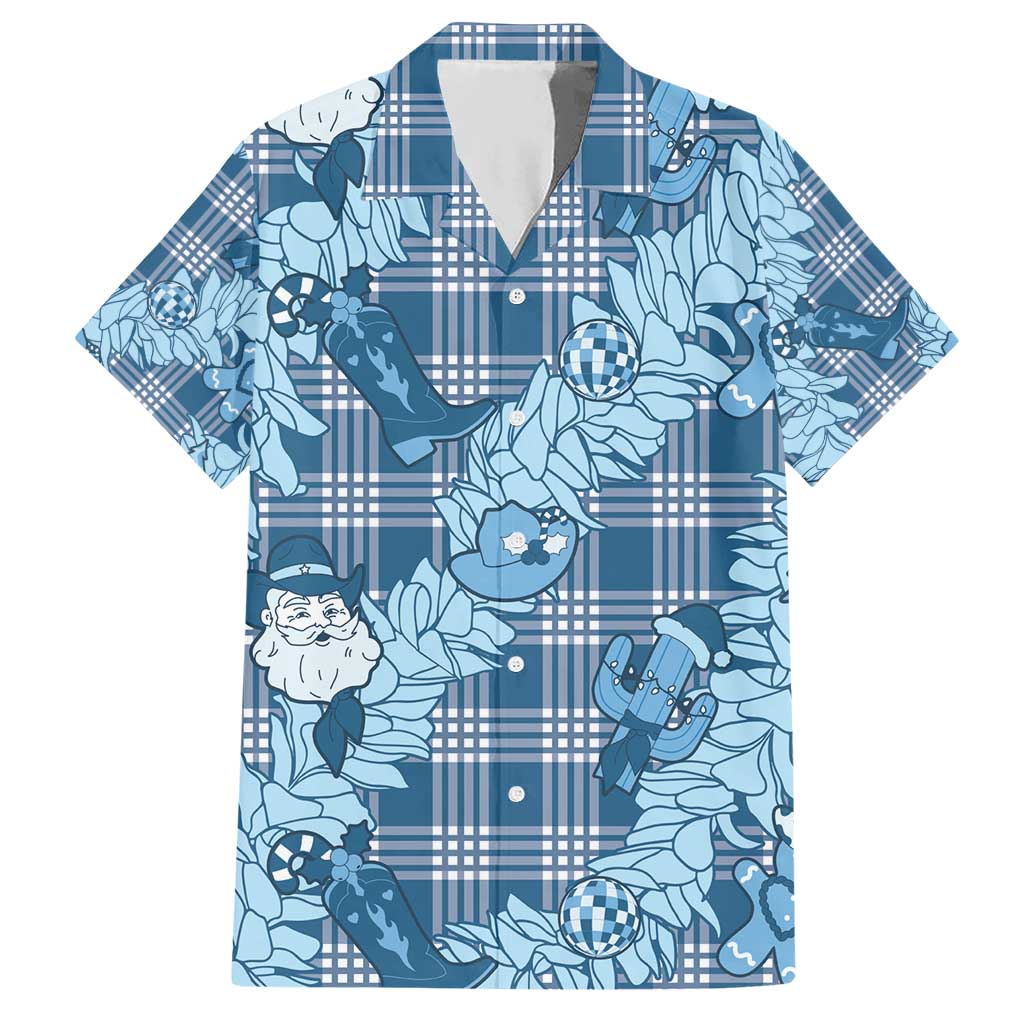 Blue Palaka Hawaii Cowboy Christmas Hawaiian Shirt Paniolo Mix Maile Lei - Polynesian Pride