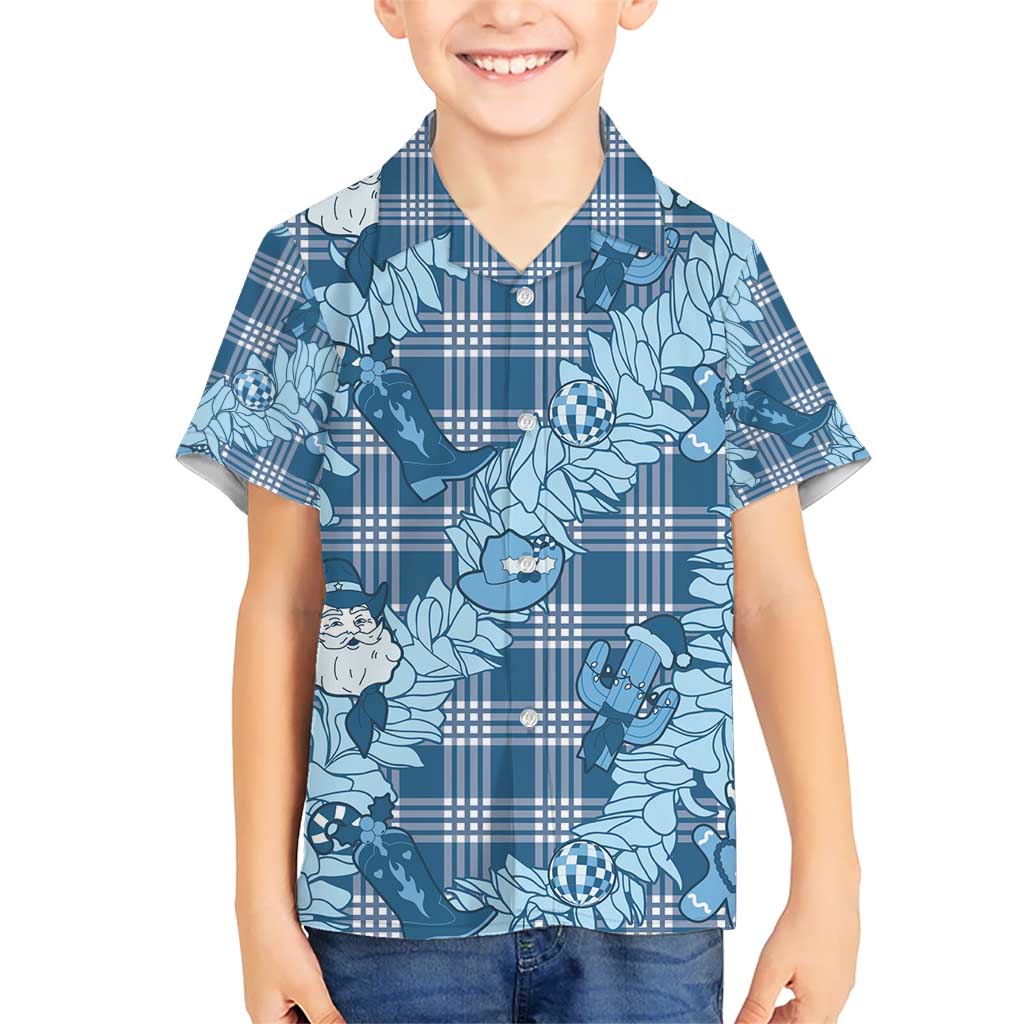 Blue Palaka Hawaii Cowboy Christmas Hawaiian Shirt Paniolo Mix Maile Lei - Polynesian Pride