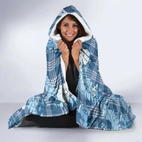 Blue Palaka Hawaii Cowboy Christmas Hooded Blanket Paniolo Mix Maile Lei - Polynesian Pride