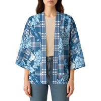 Blue Palaka Hawaii Cowboy Christmas Kimono Paniolo Mix Maile Lei - Polynesian Pride