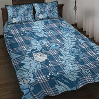Blue Palaka Hawaii Cowboy Christmas Quilt Bed Set Paniolo Mix Maile Lei - Polynesian Pride